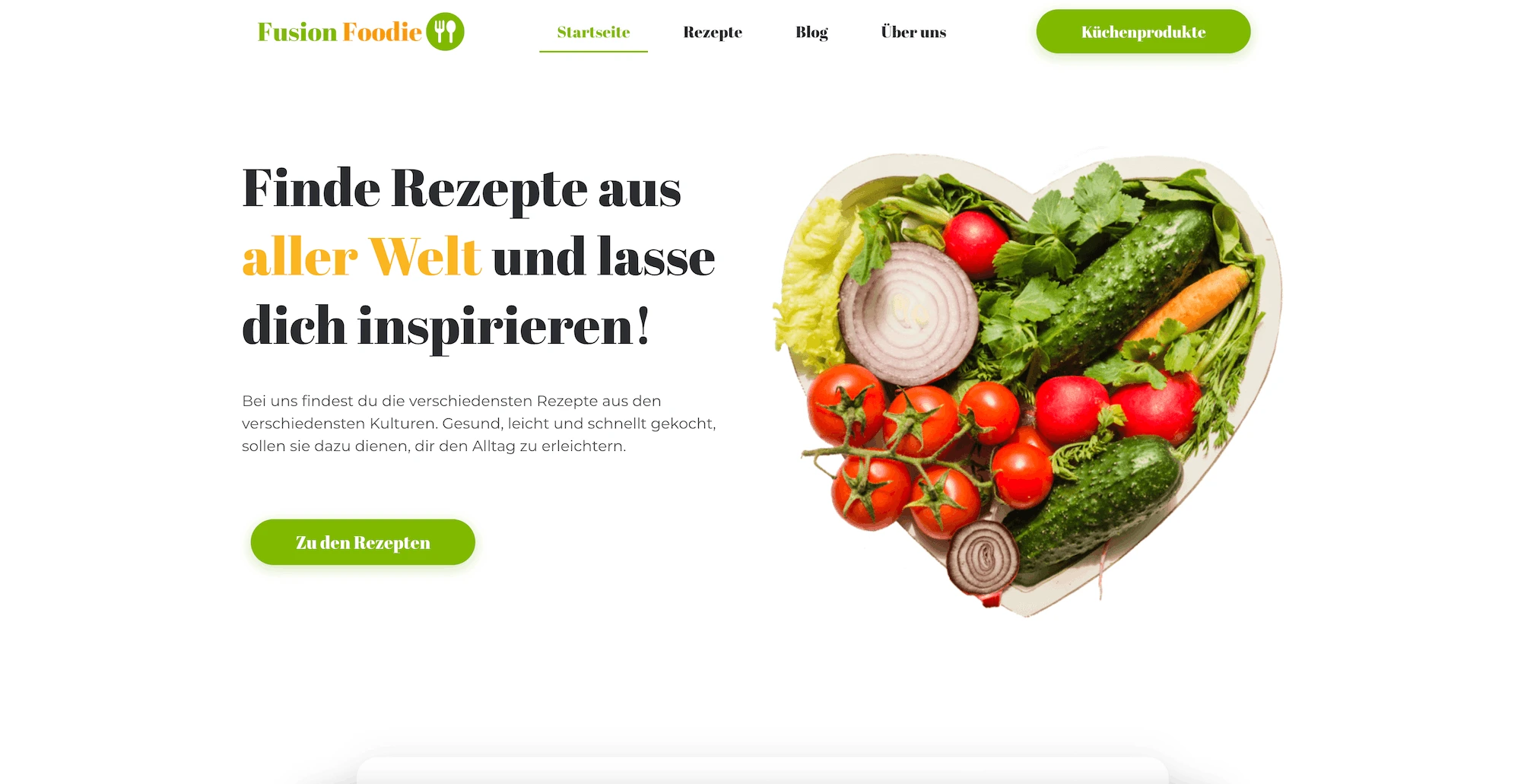 Fusion Foodie — Website mit KI-Rezeptgenerator
