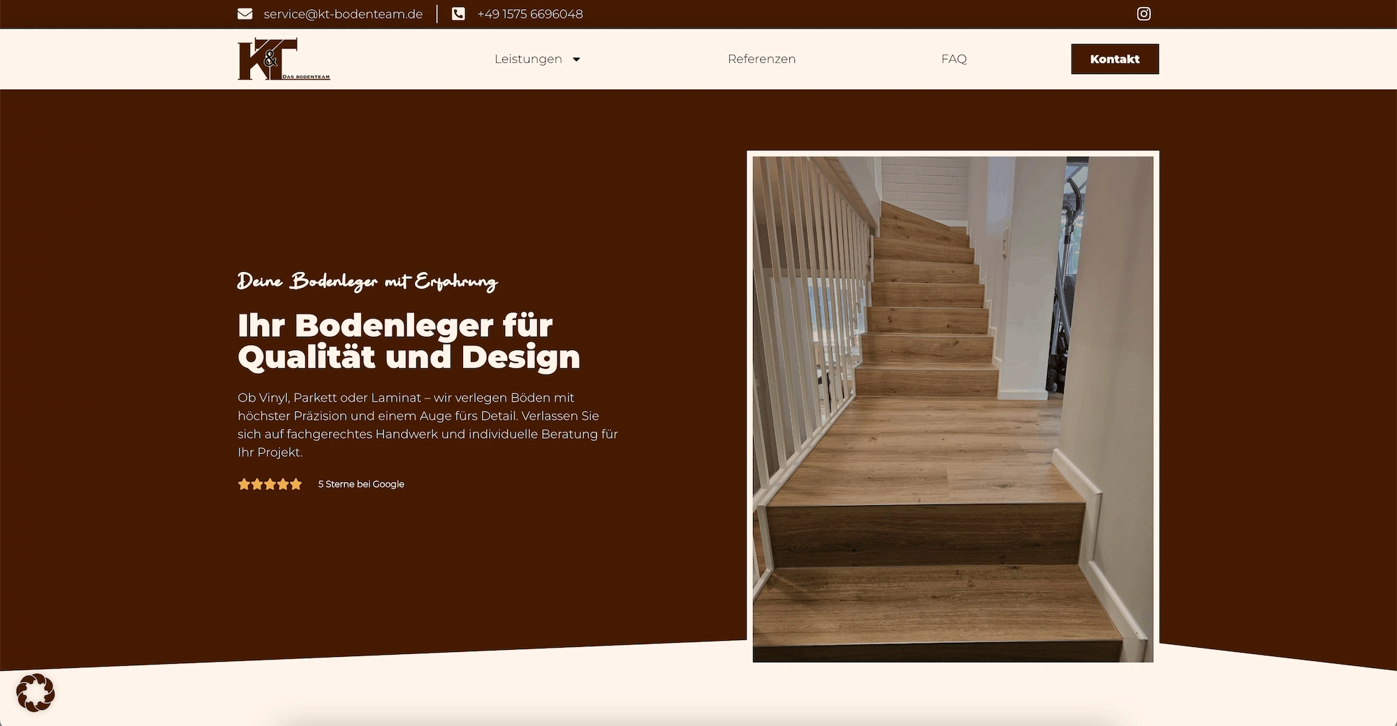 Website KT Bodenteam — Bodenleger mit Vorher-Nachher-Slider